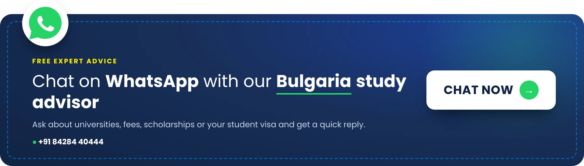 Chat on WhatsApp with our Bulgaria study advisor. Click to chat now.