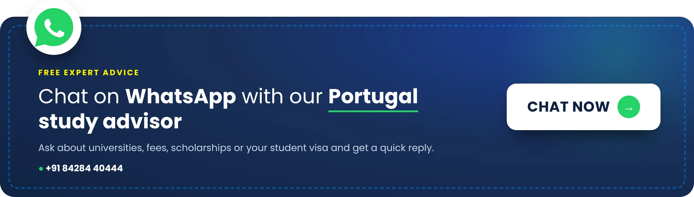 Chat on WhatsApp with our Portugal study advisor. Click to chat now.